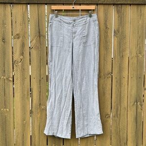 Adrienne Vittadini Gray High Waisted Linen Straight Leg Pants Women’s 6